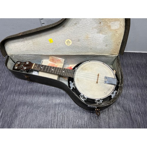 348 - Vintage Banjo in case