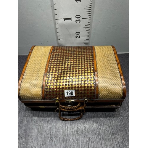 198 - Graduated bamboo /rattan set of 3 vintage bag/cases