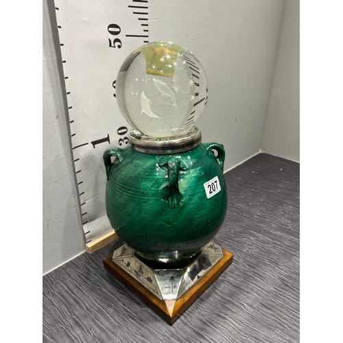 207 - Large glass ball on stand