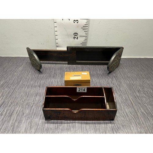 214 - Wooden desk tidy, book stand money box