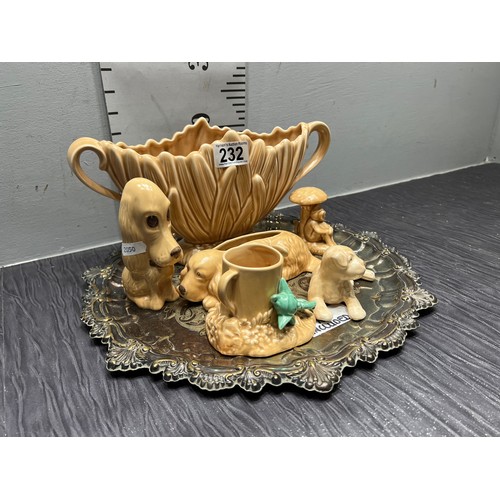 232 - 6 Pieces cream Sylvac  Vase , dogs etc