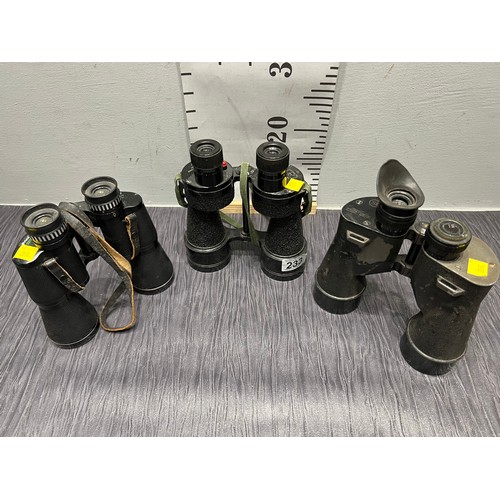 233 - 3 Pairs Binoculars, English military american etc