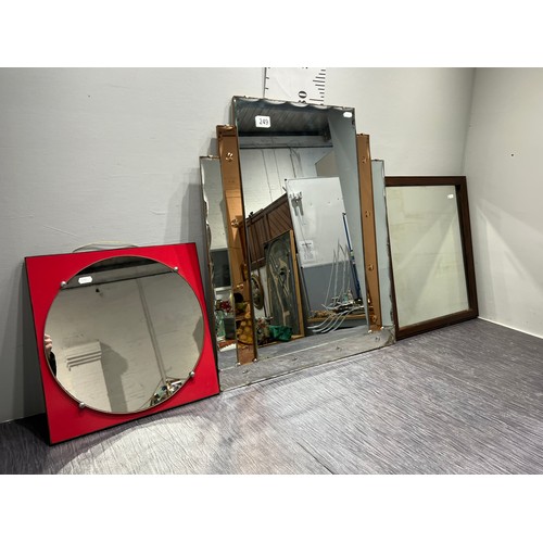 249 - 3 wall mirrors , 2 are deco +one in oak frame