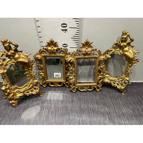 262 - 4 victorian gilt mirrors on stands