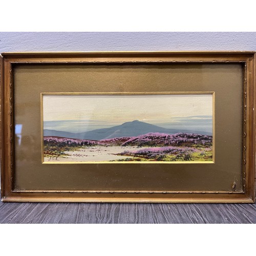 268 - Pair Moorland scene watercolours in gilt frames