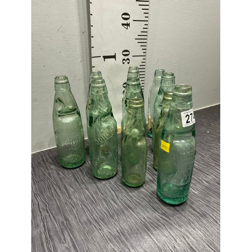 274 - 10 Antique glass cod bottles