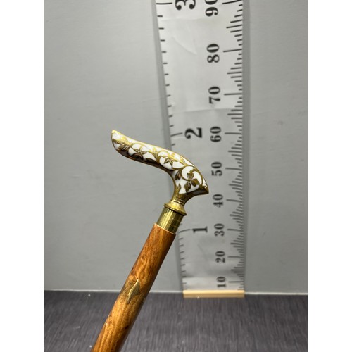 277 - Brass inlaid walking stick