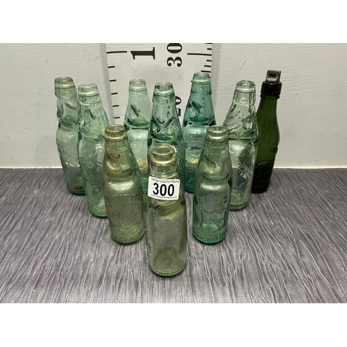 300 - 10 Glass antique cod bottles