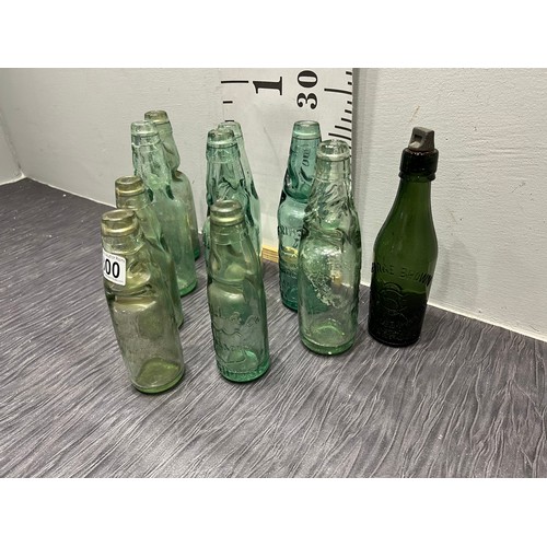 300 - 10 Glass antique cod bottles