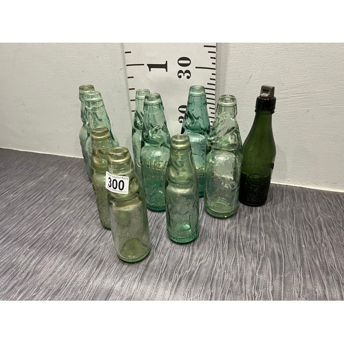 300 - 10 Glass antique cod bottles