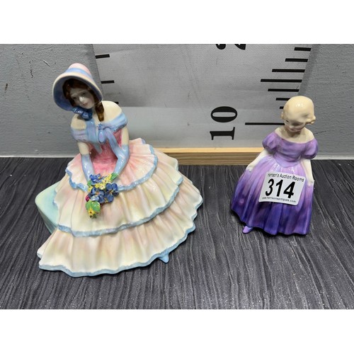 314 - 2 Royal doulton figures day dream & Marie