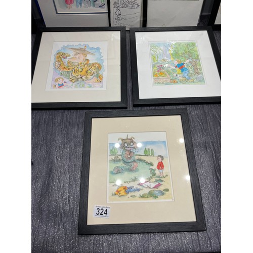 324 - Quantity watercolours , 7 are framed