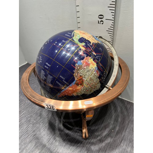 326 - Large vintage copper & lapis world globe