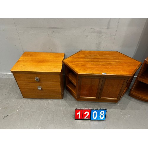 1208 - Mid century bundle, stag drawers, teak media unit & corner cabinet