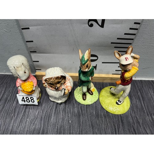 488 - 2 Beswick Beatrix potter + 2 Bunnykins figures