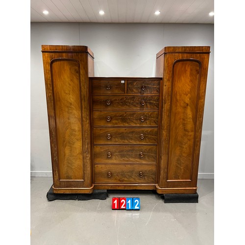 1212 - Victorian walnut compactum wardrobe