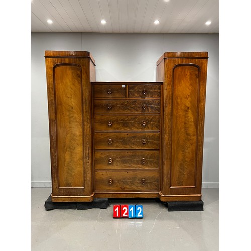 1212 - Victorian walnut compactum wardrobe