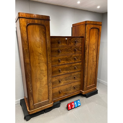 1212 - Victorian walnut compactum wardrobe