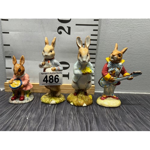 486 - 2 Royal Albert + 2  Royal Doulton Beatrix potter & bunnykins figures