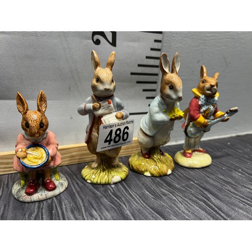 486 - 2 Royal Albert + 2  Royal Doulton Beatrix potter & bunnykins figures