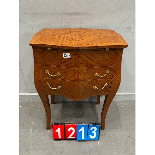 1213 - French walnut side table with drawers