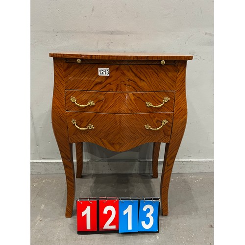 1213 - French walnut side table with drawers