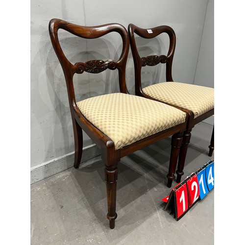 1214 - Pair of Victorian mahogany carved back chairs