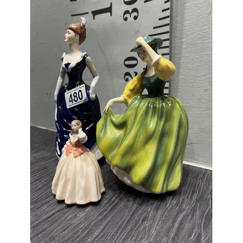 480 - 2 Coal port lady figures + 1 Doulton lady figure