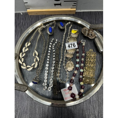 476 - Tray of costume jewellery ,silver marcasite etc Tray not included