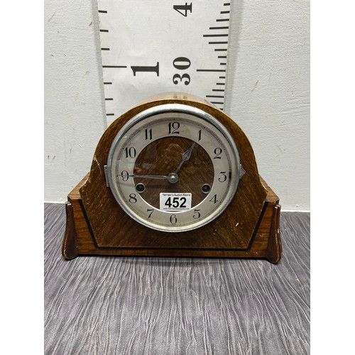 452 - Walnut deco Mantle clock