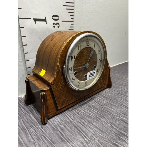 452 - Walnut deco Mantle clock