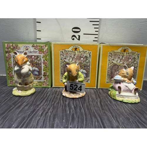 524 - 3 Royal Doulton Bramley Hedge figures boxed