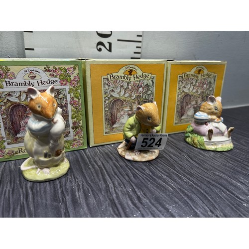 524 - 3 Royal Doulton Bramley Hedge figures boxed