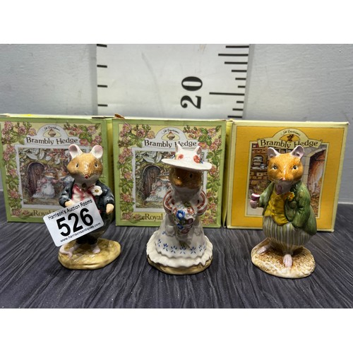 526 - 3 Royal Doulton Bramley Hedge figures boxed