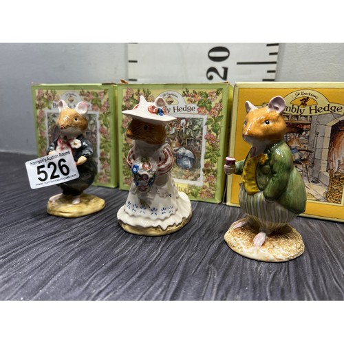 526 - 3 Royal Doulton Bramley Hedge figures boxed