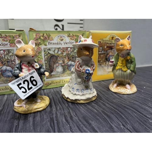 526 - 3 Royal Doulton Bramley Hedge figures boxed