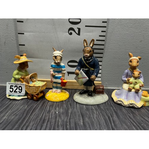 529 - 4 Royal Doulton Bunnykins figures