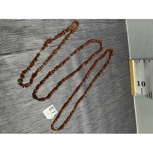 537 - 3 Baltic amber beaded necklaces with 9ct gold clasps