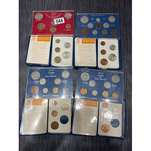 544 - 4 cased coinage of Britain + 4 Britain's 1st Decimal coins