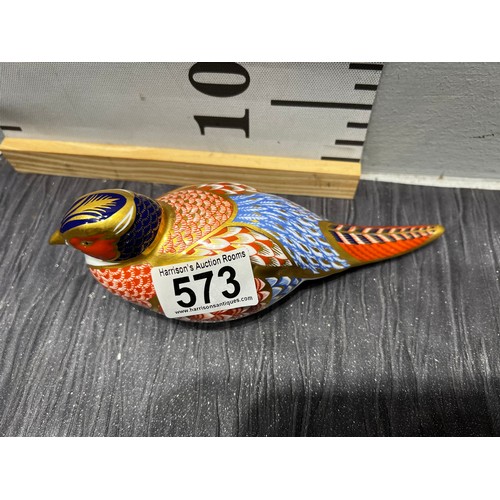 573 - Royal crown Derby pheasant paperweight