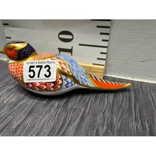 573 - Royal crown Derby pheasant paperweight