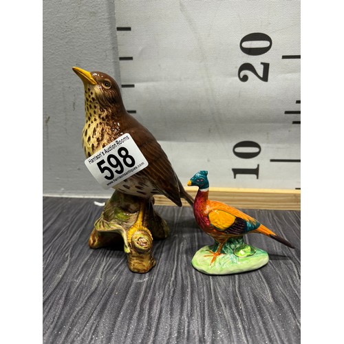 598 - Beswick Thrush + Beswick Pheasant