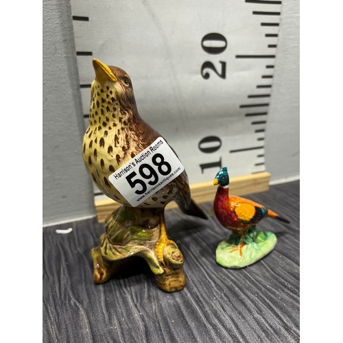 598 - Beswick Thrush + Beswick Pheasant