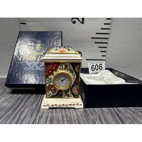 606 - Royal crown Derby miniture clock 'Kimono' boxed