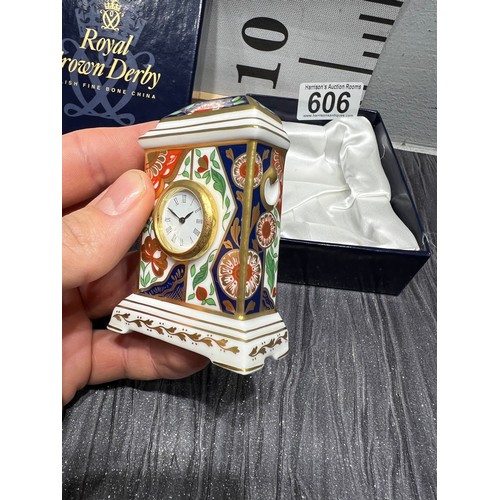 606 - Royal crown Derby miniture clock 'Kimono' boxed