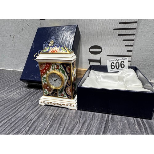 606 - Royal crown Derby miniture clock 'Kimono' boxed