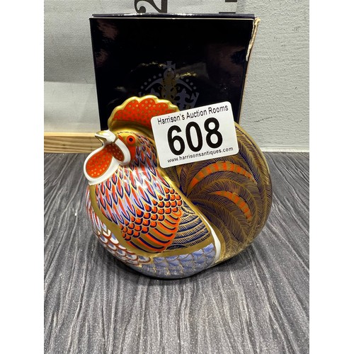 608 - Royal crown Derby paperweight 'cockerel' boxed