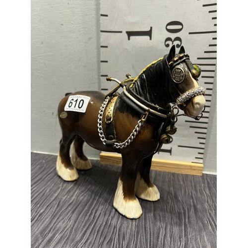 610 - Beswick Shire horse with Harness