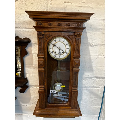 627 - Victorian Oak Vienna wall clock