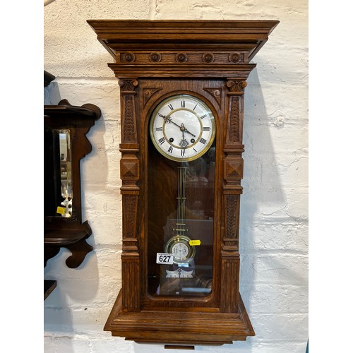 627 - Victorian Oak Vienna wall clock